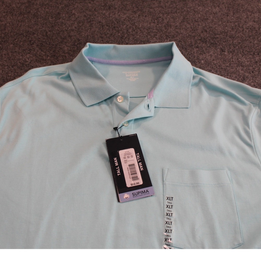 Roundtree & Yorke Gold Label Supima Cotton Polo Shirt Mens‎ XLT Aquamarine Blue